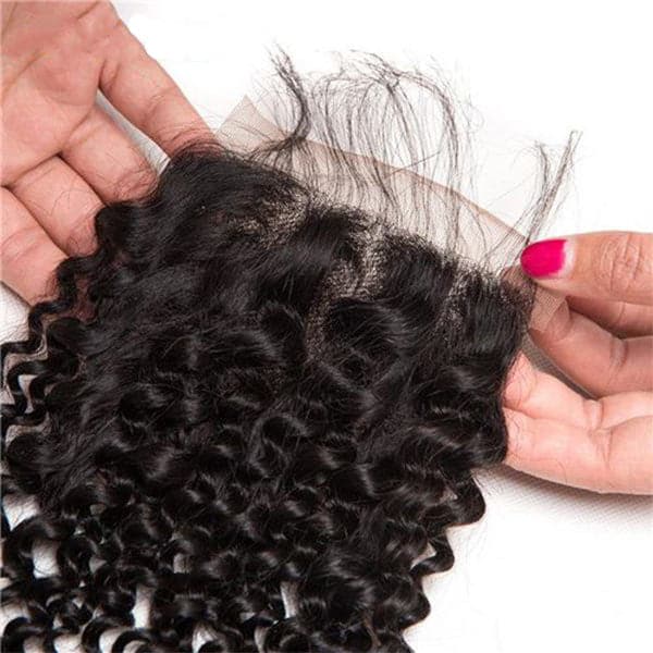 Brazilian Curly  Hair Weave 3 Bundles With Lace Closure