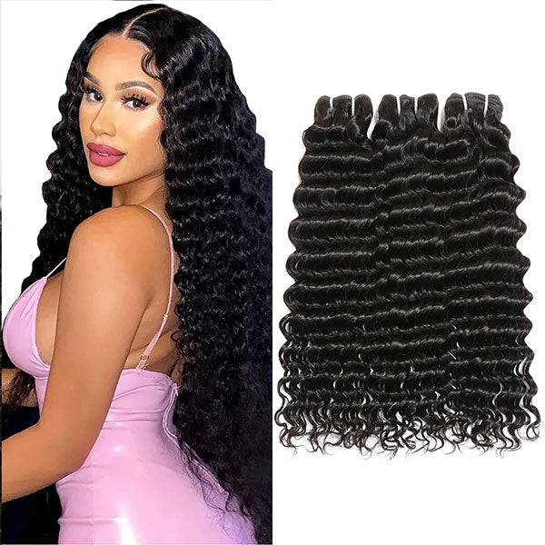 Brazilian Deep Wave Human Hair Weave 3 Bundles Deal