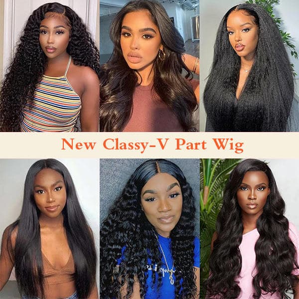V Part Human Hair Wig
