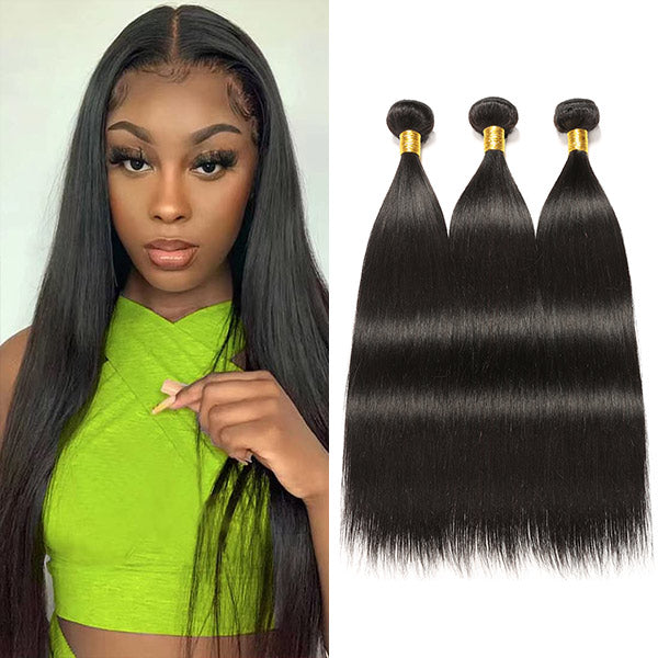 Brazilian Silky Straight Human Hair Weave 3 Bundles Deal