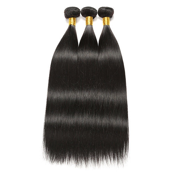 Brazilian Silky Straight Human Hair Weave 3 Bundles Deal
